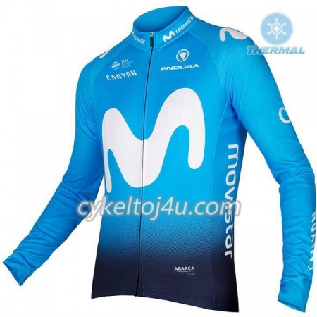 Cykeltrøje 2018 Movistar Team N001 Vinter Thermal Fleece
